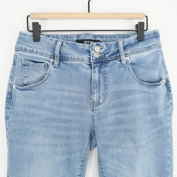 Hudson Straight Jeans Womens 6 Light Blue Stretch Double Button Flap‎ Pockets - Picture 2 of 11